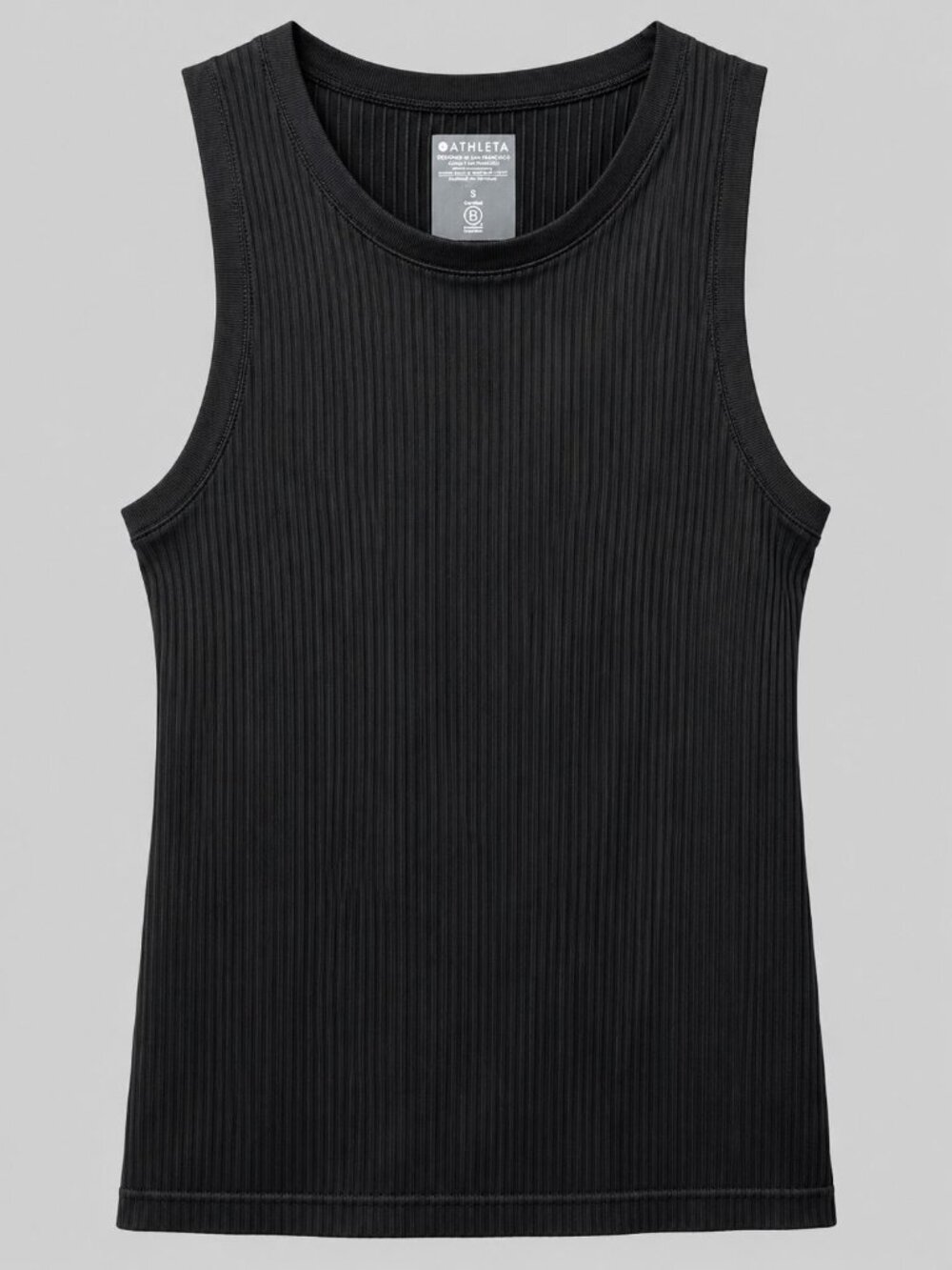 Athleta Women's S Black Ribbed Tank Top Sleeveless Fitted Stretch Athleisure